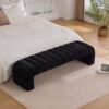 Modern Upholstered Armless Bed Bench With Channel Tufted Design Chenille - Black - Image 2