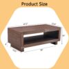 Modern Minimalist Rectangular Coffee Table Measuring Embodies The Simple Charm Of Mid Century Aesthetics, Adding A Touch Of Elegance To Your Living Room - Walnut - Image 3