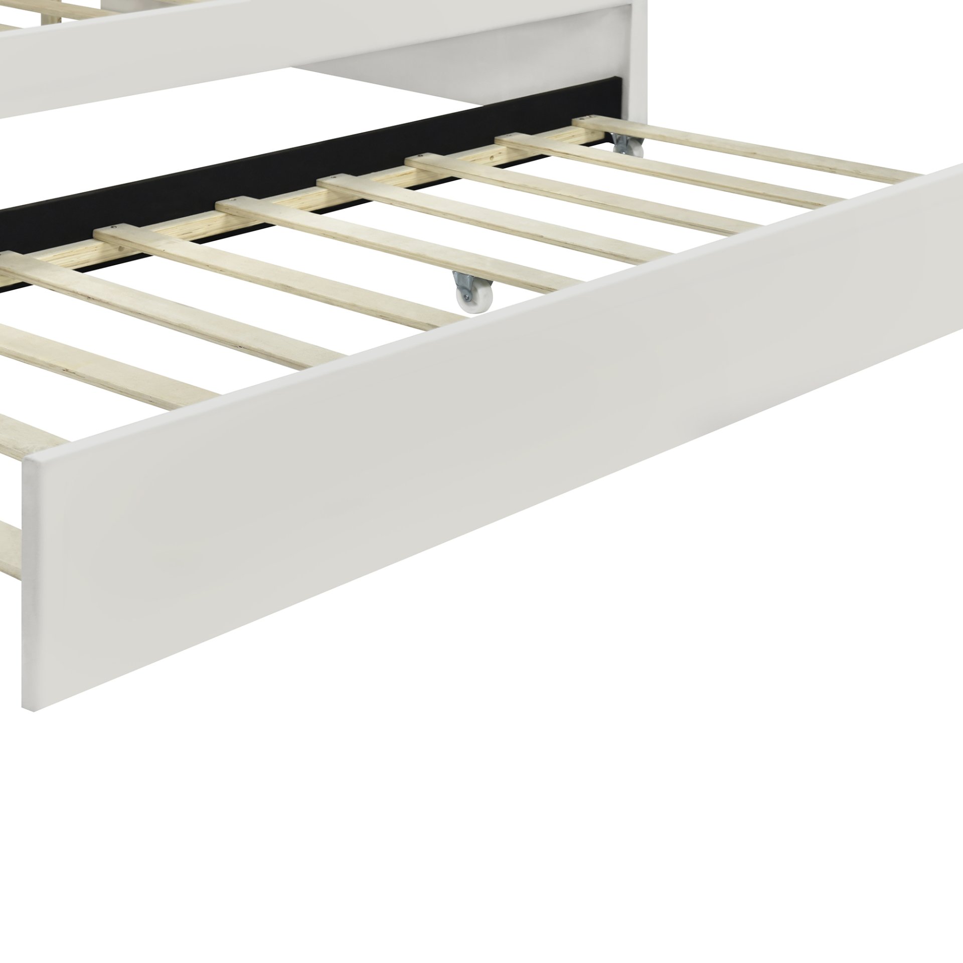 Full Size Upholstery Daybed Frame With Shell Shaped Backrest And Trundle - White - Image 9