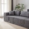 Corduroy Modular L Shaped Sectional Sofa, Luxury Floor Couch Set, 4 Piece Free Combination - Gray - Image 4