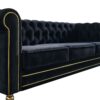 Chesterfield - Velvet Sofa 84.65" For Living Room - Black - Image 8