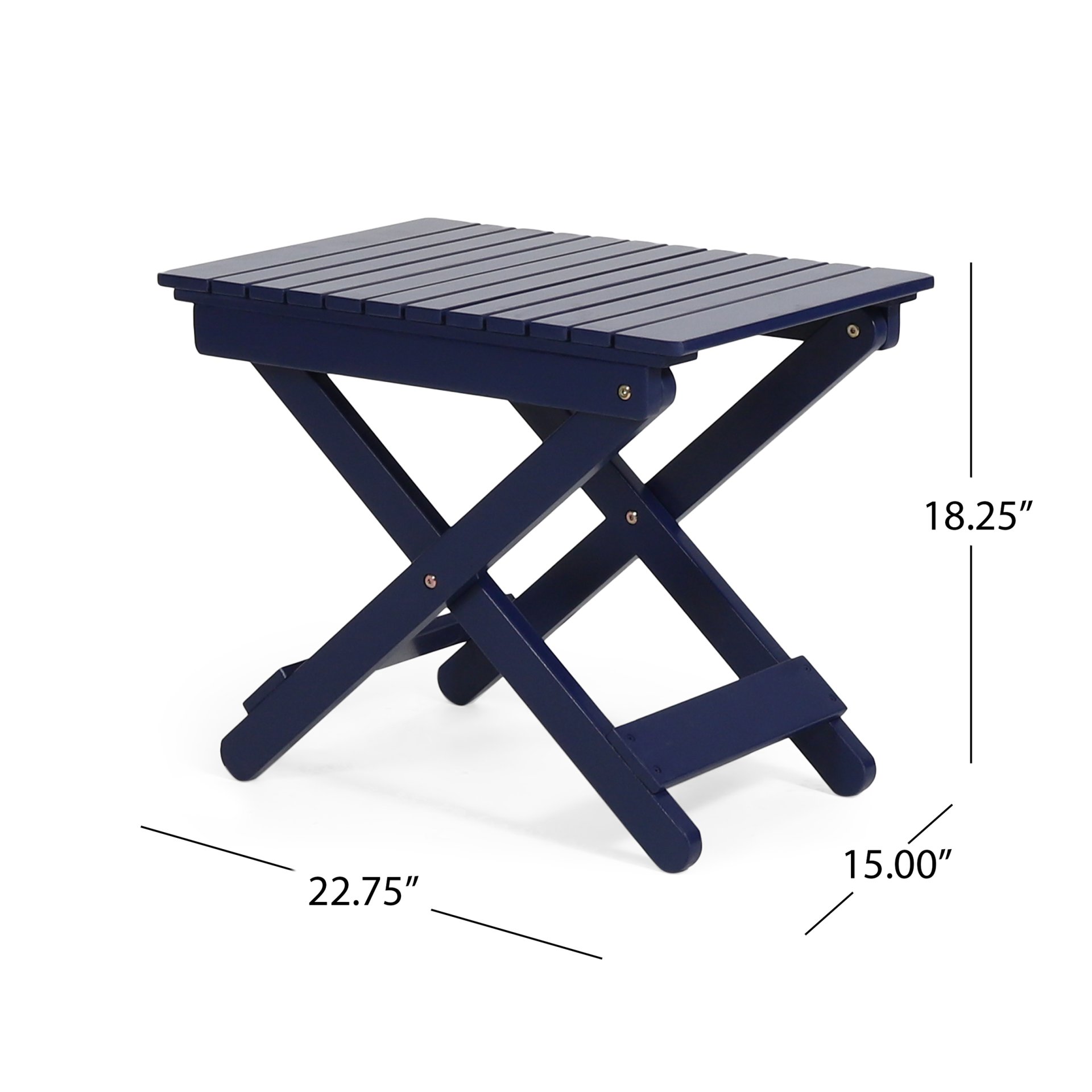 Outdoor Folding Wooden Side Table - Navy Blue - Image 3