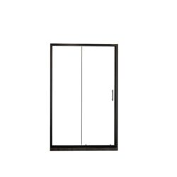 Single Sliding Shower Door, Thick Clear Tempered Glass Shower Door With Stainless Steel Handle - Black