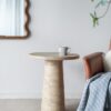 Round Side Table With Pedestal Base - Cream - Image 8