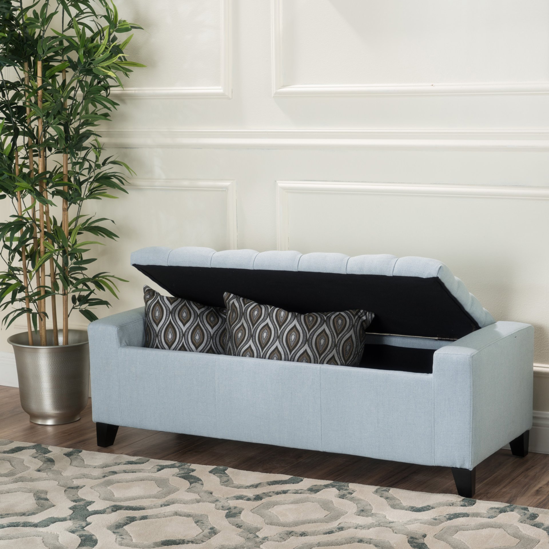 Stylish Guernsey Ottoman With Storage Function - Light Sky - Image 8