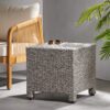 Puerta - Accent Table Polyethylene Rattan Cube Shape - Black - Image 2