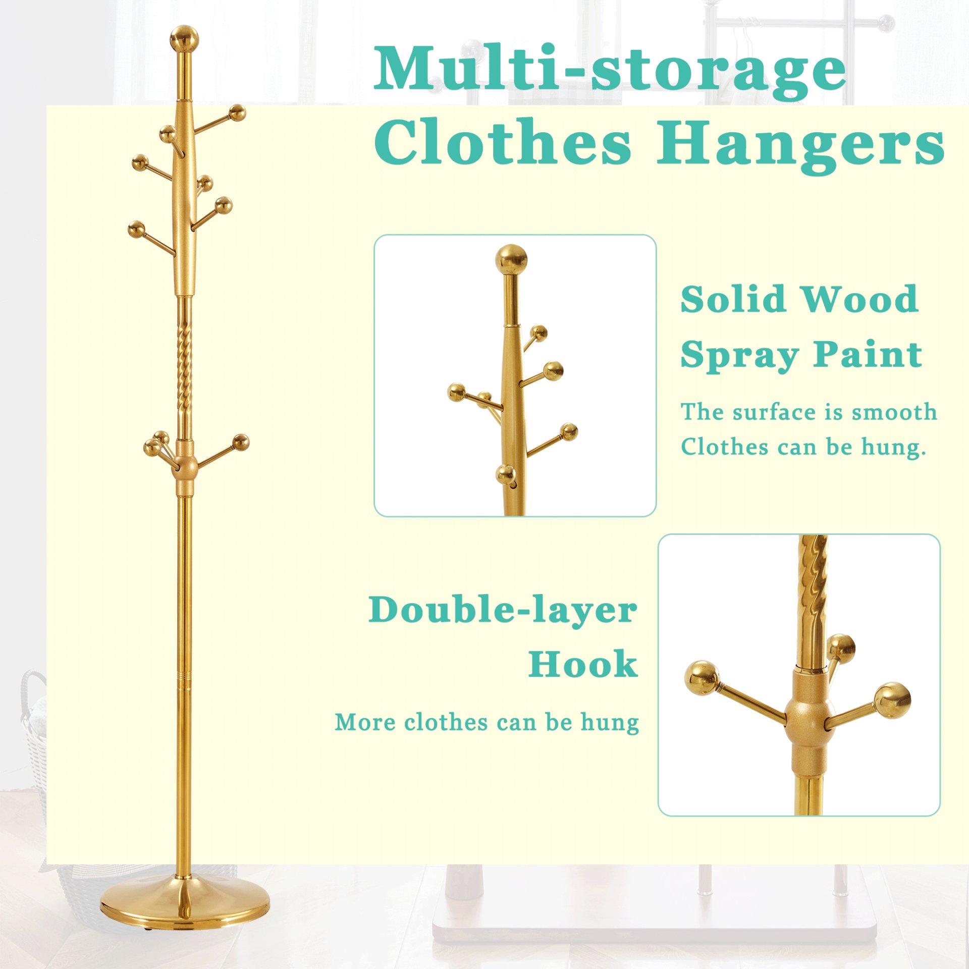 Modern Stainless Steel Spray Painted Hanger With Reinforcement 72" Raised Design Optional - Gold - Image 6