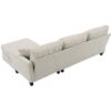 Modern L-Shaped Corduroy Sofa With Reversible Chaise, 4 Seat Upholstered Sectional Indoor Furniture, Convertible Sleeper Couch With Pillows - Beige - Image 5