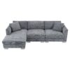 Modern Cloud Sectional Sofa L Shaped Luxury Couch Set With 2 Free Pillows 4 Seat With Oversized Chaise - Gray - Image 2