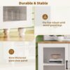 Farmhouse TV Stand With Solid Wood Gourd Shaped Legs For TVs Up To 70", Entertainment Center With Bookshelves & Tempered Glass Doors, Media Console With Adjustable Shelves, Living Room - White / Natural - Image 11