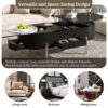 Lift Top Coffee Table With 360 Degree Marble Patterned Rotating Tray, Hidden Compartment, Partially Assembled Wooden Center Table, Modern Oval Lift Tabletop For Home Living Room - Black - Image 8
