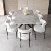 Extendable Dining Table Set With Curved Backrest Upholstered Chairs - Gray / White - Image 18