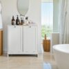 Tilted Laundry Hamper With Removable Basket, Hidden Laundry Hamper, Bathroom Storage Cabinet, Free Standing Organizer - White - Image 6