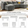 Versatile 6 Piece Modular Sofa Bed With Storage, Stylish Faux Double Layer Cushions, Comfortable & Durable Design, Perfect For Any Living Space - Gray - Image 8