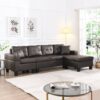 Modern Sectional Sofa Set With L Shape Chaise Lounge And Cup Holder - Chocolate Brown - Image 2