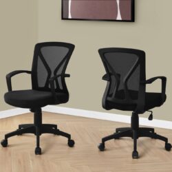 Office Chair Adjustable Height, Swivel, Ergonomic, Armrests, Mesh, Contemporary & Modern - Black