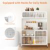 Contemporary Kitchen Pantry Cabinet With Glass Doors, Adjustable Shelves, Steel - Brushed Nickel - Image 8