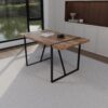 Modern Rural Industrial Dining Table, 55" Rectangular Wood With Metal Legs, Seats 4 - 6 - Wood - Image 5
