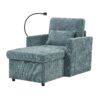 Multifunctional Chenille Recliner With Storage And Phone Bracket For Small Spaces - Lake Blue - Image 18