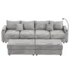 Modern Style 4 - Seater Sofa Sectional Sofa Couch With Storage Space, Two Movable Ottomans, Two USB Ports, Two Cup Holders, A Phone Holder For Living Room - Gray - Image 22