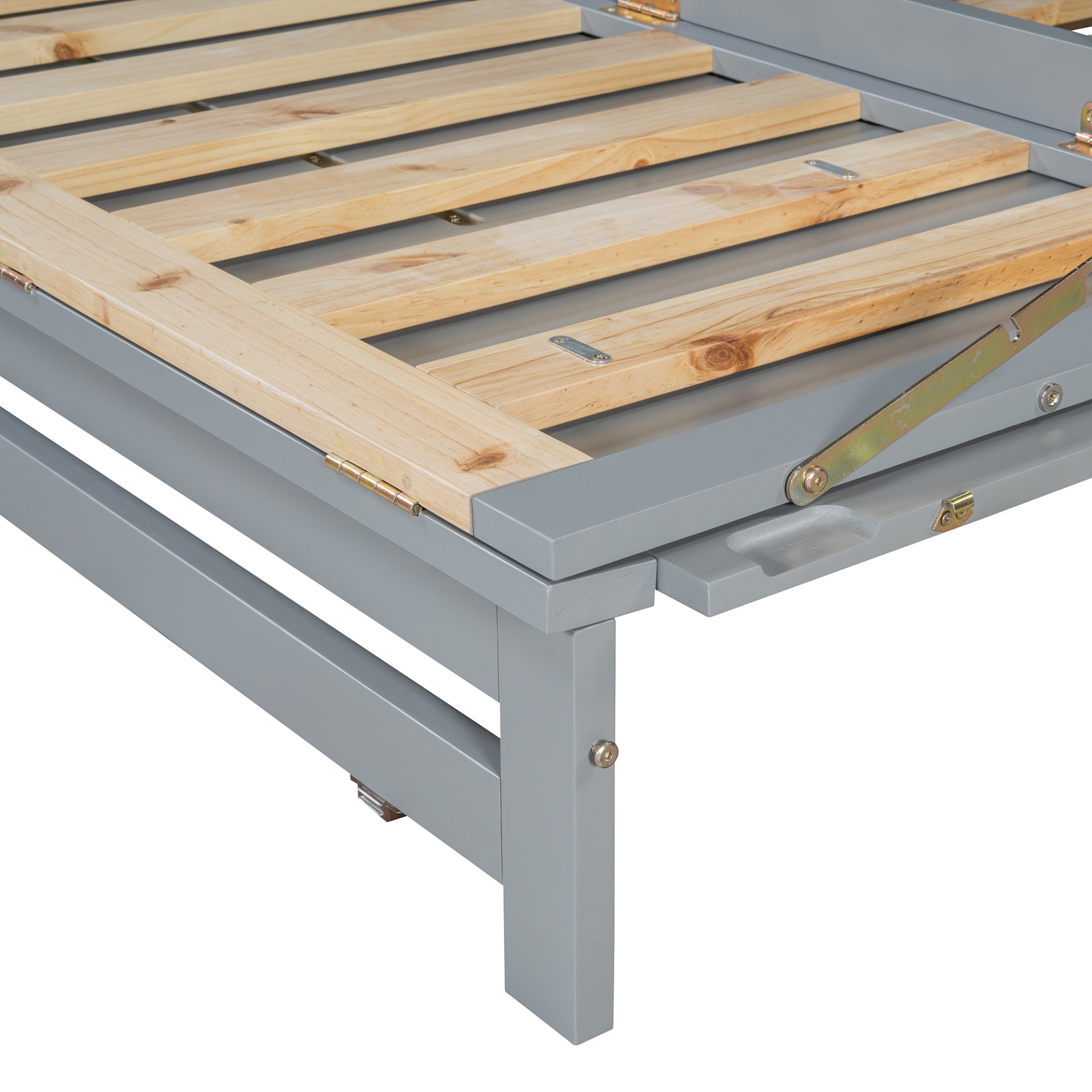 Queen Size Murphy Bed With Iron Legs, Modern Design - Gray - Image 20