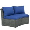 10 Piece Outdoor Sectional Half Round Patio Rattan Sofa Set, Wicker Conversation Furniture Set For Free Combination - Blue - Image 19