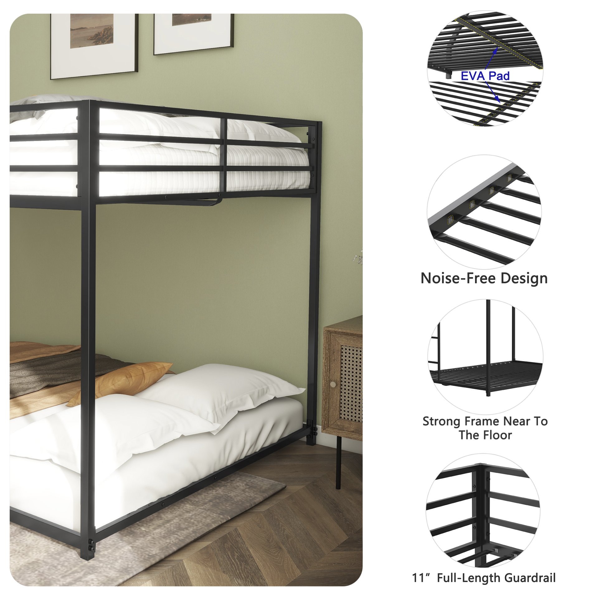 Adam - Full Over Full Bunk Bed - Black - Image 6