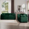 Modern Fabric Living Room Sofa Set, (Set of 2) Sofas With Cushions Corduroy Upholstery - Green - Image 14