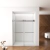 Frameless Shower Door, Double Sliding Shower Door, Clear Tempered Glass Shower Enclosure With Square Rail, Double Side Easy Clean Coat, Finished With Buffer - Brushed Nickel - Image 5