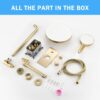 Shower System Set With Brass Valve, 10" Rain Shower, Handheld, Bathtub Spout - Brushed Gold - Image 9