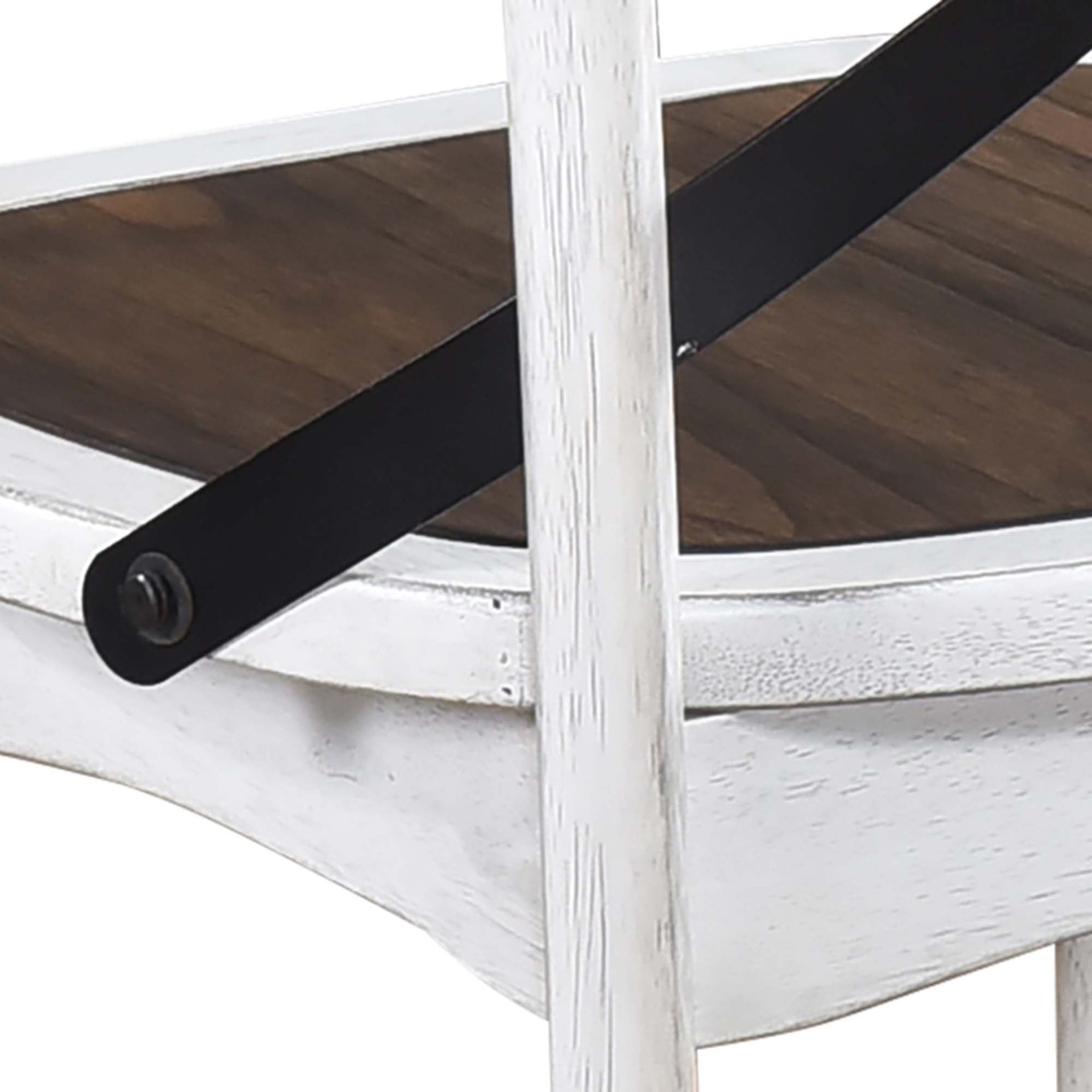 2 Pieces Set Dining Side Chair Rustic Modern Farmhouse Design Retro Design With Metal X Design - Antique Dark Oak / Antique White - Image 10
