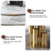 53" Round Marble Dining Table With Lazy Susan, Dining Room, Dinette (Table Only) - Gold / Gold / White - Image 6