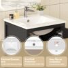 20" Bathroom Vanity With Sink, Soft Close Drawers, Door Organizer, Divider Drawer, Adjustable Foot Pads - Black - Image 9