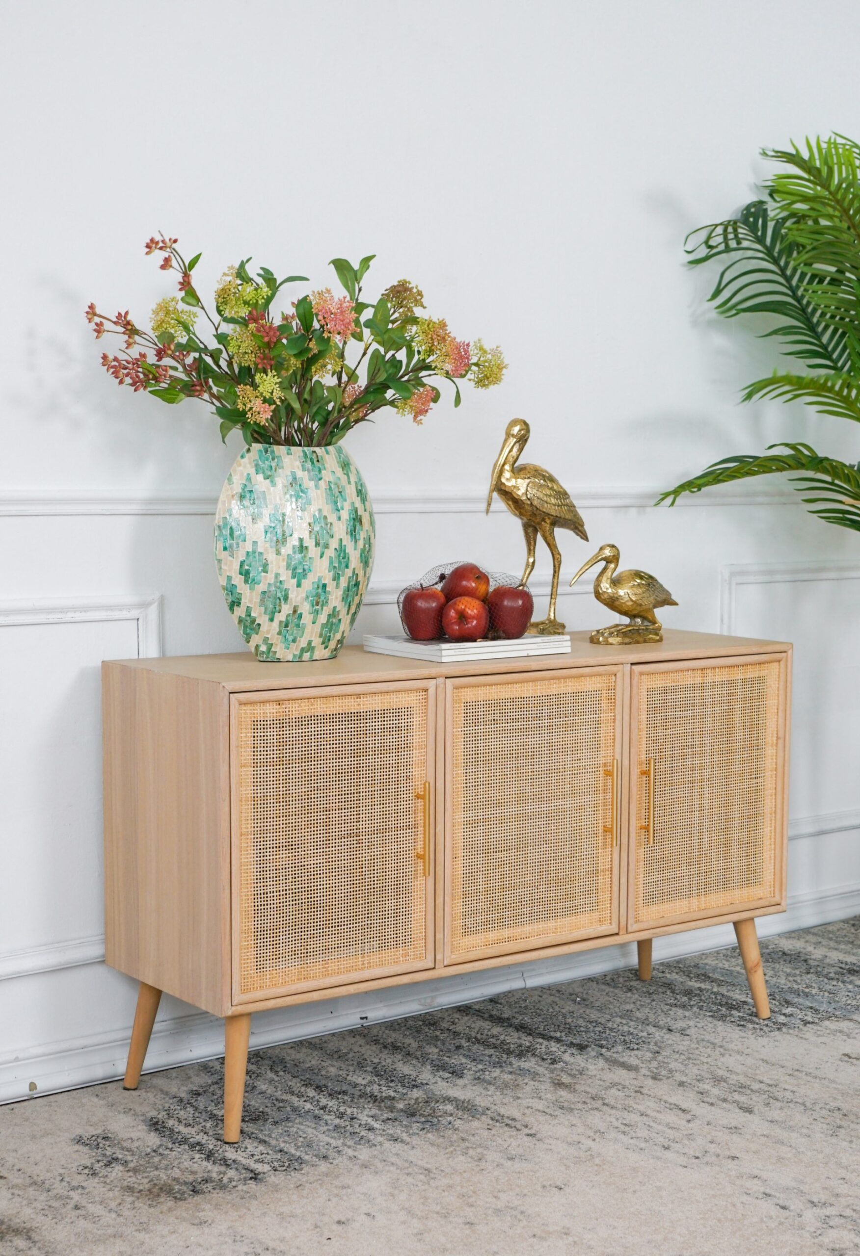 Wooden Accent TV Cabinet With 3 Doors - Brown - Image 14