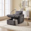 Multifunctional Recliner With Storage Backrest And Cell Phone Bracket Chenille For Living Room And Bedroom - Gray - Image 11