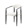 Dining Chairs (Set of 2), Mid-Century Modern Dining Chairs, Kitchen Dining Room Chairs, Round Boucle Backrest Sherpa Dining Chair With Metal Legs - White / Black - Image 2