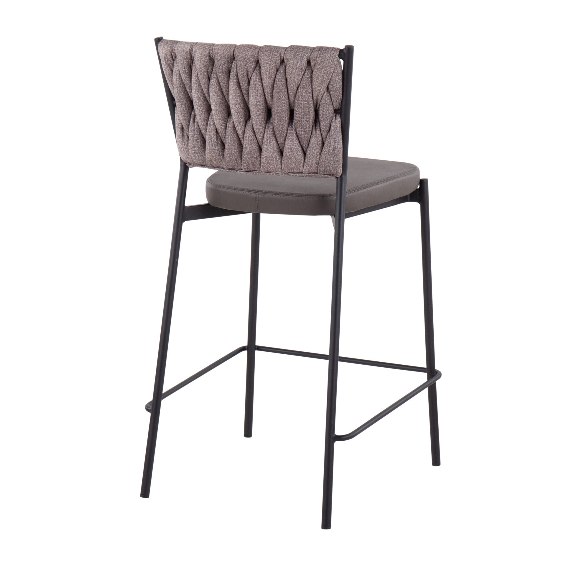 Tania - Braided Contemporary Counter Stool (Set of 2) - Black / Gray / Light Brown - Image 4