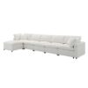 Modern Modular Cloud Sofa Bed, 6 Seat Chenille Sectional Couch Set With Ottoman, Free Combination, Convertible U Shaped Sleeper Sofa - Beige - Image 9