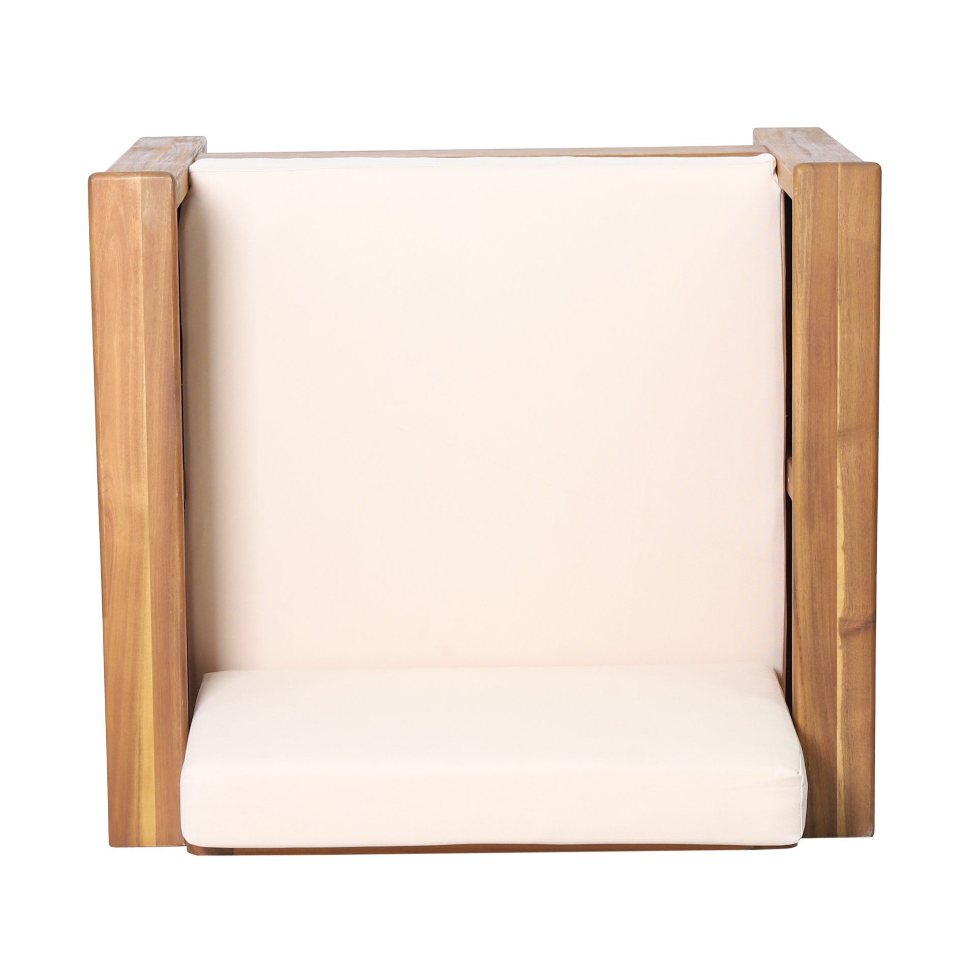 Outdoor Acacia Wood Club Chairs With Cushions - Teak / Beige - Image 9