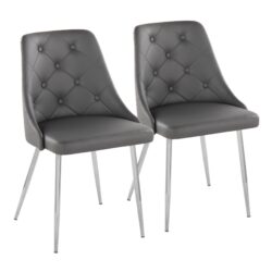 Marche - Contemporary / Dining Chair (Set of 2) - Chrome / Gray