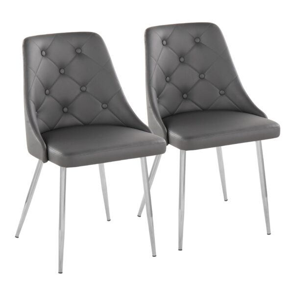 Marche - Contemporary / Dining Chair (Set of 2) - Chrome / Gray