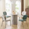 Modern 4 Person Dining Set With Bamboo & Table And Turquoise & Chairs Metal Legs, Space Saving Design - White - Image 5