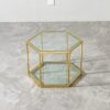 Modern Design Living Room Coffee Table With Stainless Steel Frame And Tempered Glass - Gold - Image 3