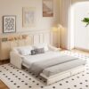 Queen Pull Out Sofa Bed, 3 In 1 Convertible Sleeper Sofa With Side Storage For Living Room - Beige - Image 2