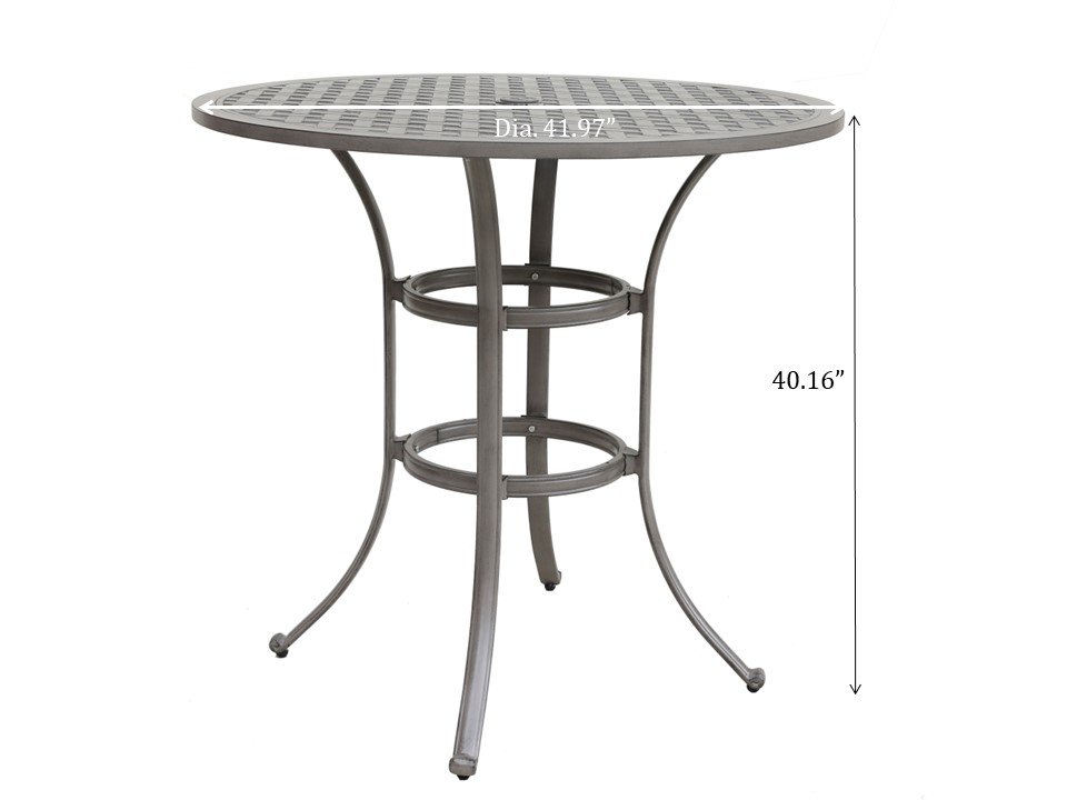 42" Cast Aluminum Round Bar Table - Gray - Image 4