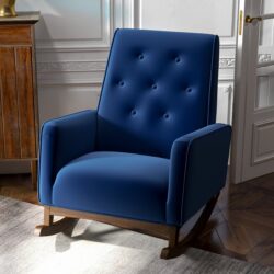 Demetrius - Solid Wood Rocking Chair - Blue