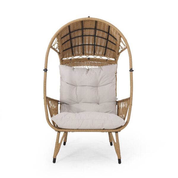 Outdoor Wicker Standing Basket Chair With Cushion - Brown