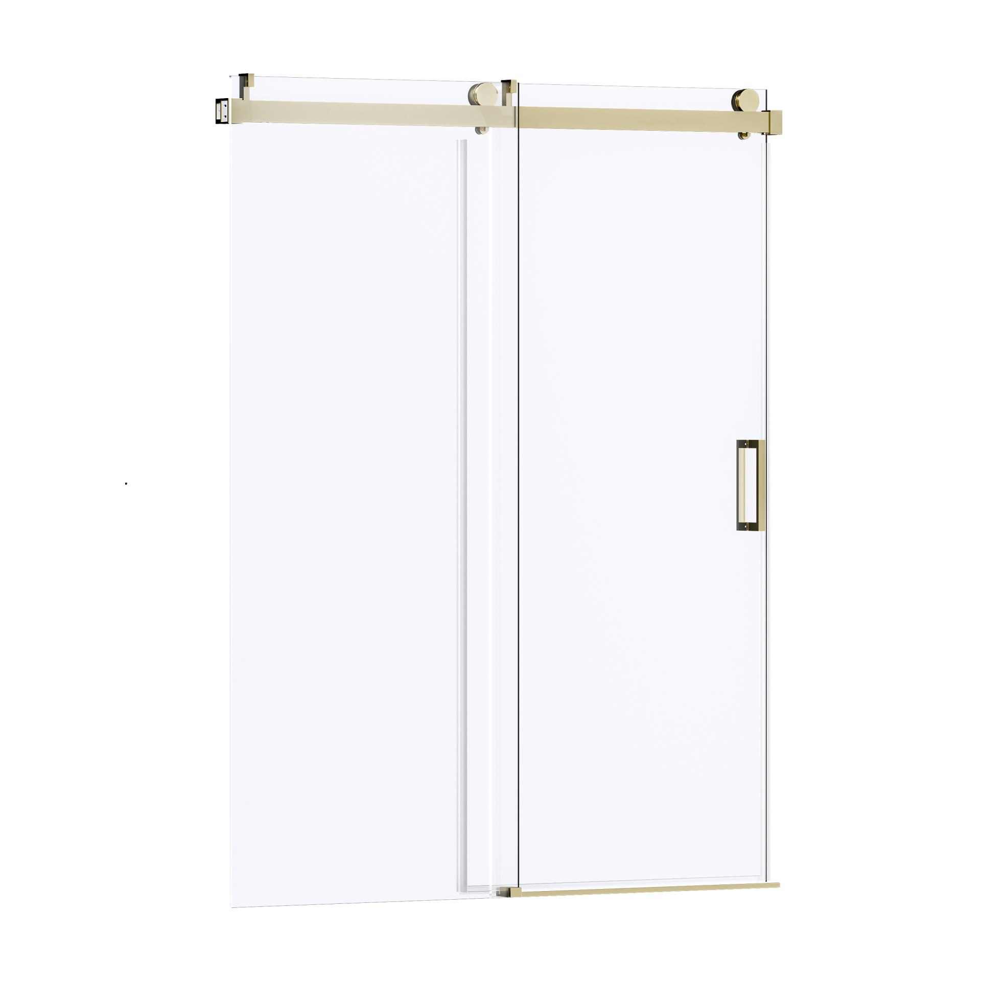 Frameless Soft Closing Single Sliding Shower Door, 1 / 4" (6Mm) Tempered Glass With Explosion Proof Coating Via Express Delivery - Gold - Image 11