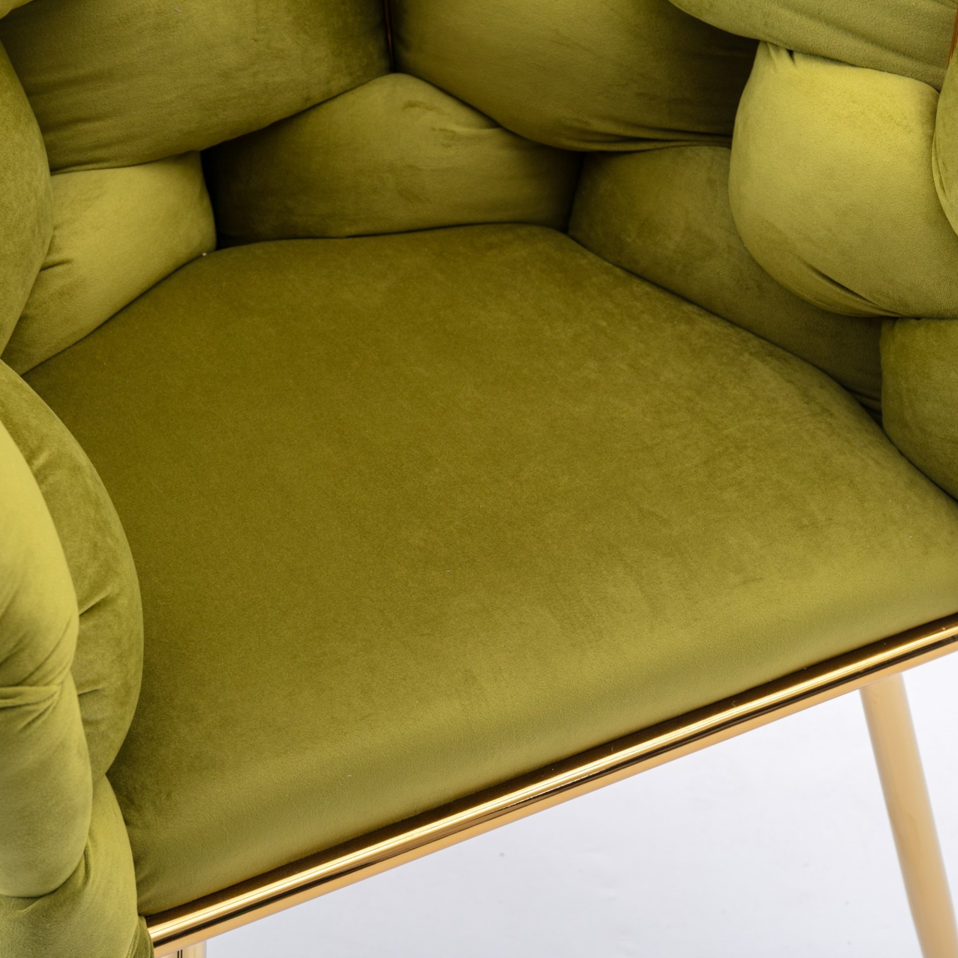 Luxury Modern Simple Leisure Velvet Single Sofa Chair Bedroom Lazy Person Household Dresser Stool Manicure Table Back Chair (Set of 2) - Olive Green - Image 8