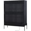 Modern Minimalist Style LED Curio Cabinet With Tempered Glass Door, Metal Legs - Black - Image 17